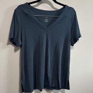 J. Jill Women's V-Neck Short Sleeve Tee - Slate Blue